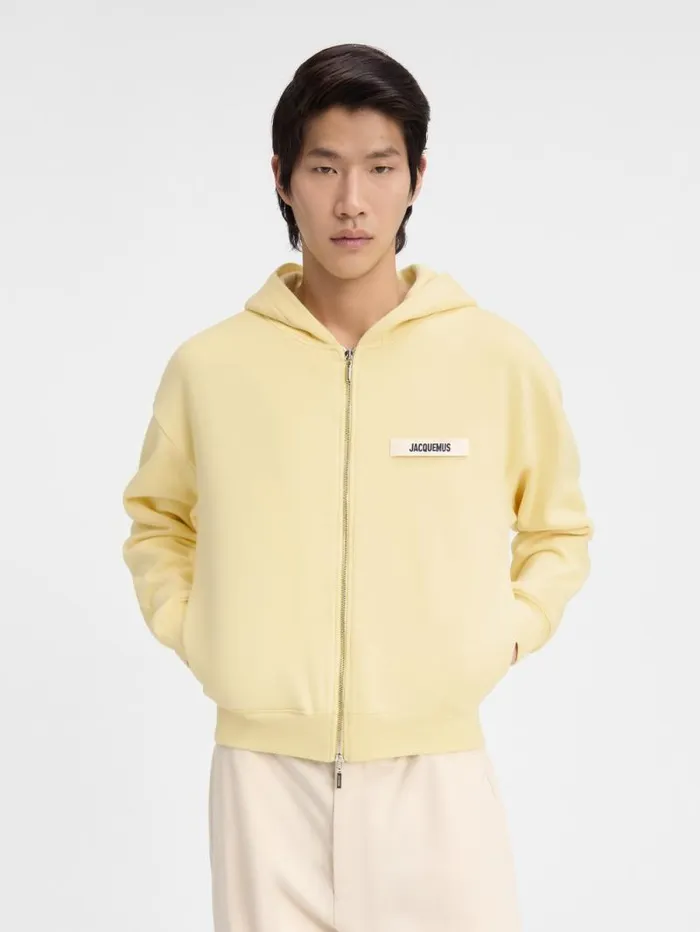 JACQUEMUS The Gros Grain Zipped Hoodie Light Yellow WomenMen Sweatshirts and Joggings