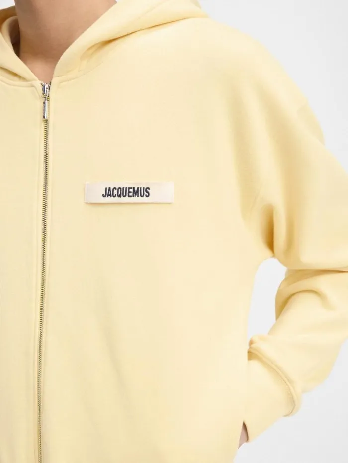 JACQUEMUS The Gros Grain Zipped Hoodie Light Yellow WomenMen Sweatshirts and Joggings JACQUEMUS The Gros Grain Zipped Hoodie Light Yellow WomenMen Sweatshirts and Joggings