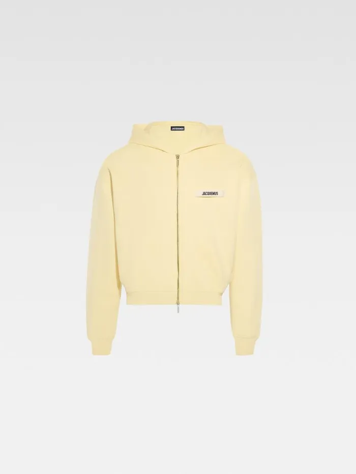 JACQUEMUS The Gros Grain Zipped Hoodie Light Yellow WomenMen Sweatshirts and Joggings JACQUEMUS The Gros Grain Zipped Hoodie Light Yellow WomenMen Sweatshirts and Joggings