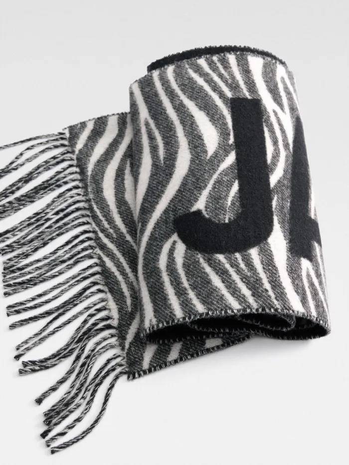 JACQUEMUS The Jacquemus Scarf Black and White Zebra WomenMen Scarves Beanies and Gloves