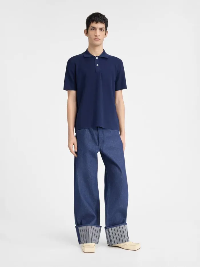 JACQUEMUS The Knit Polo Shirt Dark Navy Men Knits