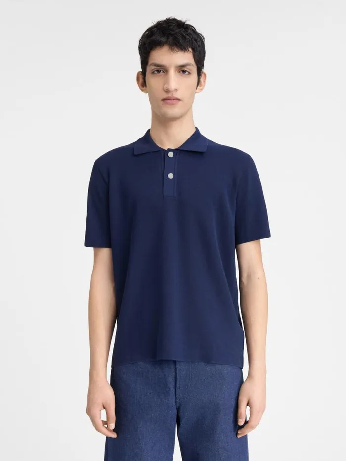 JACQUEMUS The Knit Polo Shirt Dark Navy Men Knits JACQUEMUS The Knit Polo Shirt Dark Navy Men Knits