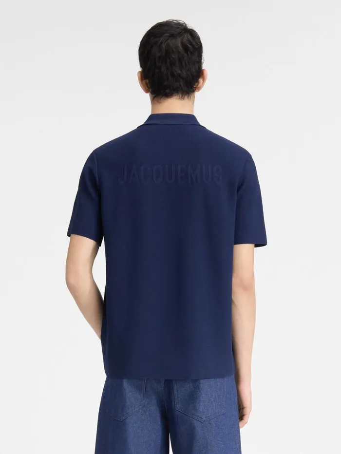 JACQUEMUS The Knit Polo Shirt Dark Navy Men Knits JACQUEMUS The Knit Polo Shirt Dark Navy Men Knits