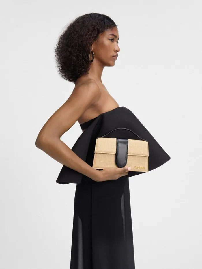 JACQUEMUS The Large Bambino Ivoryblack Women Crossbody and Handbags JACQUEMUS The Large Bambino Ivoryblack Women Crossbody and Handbags