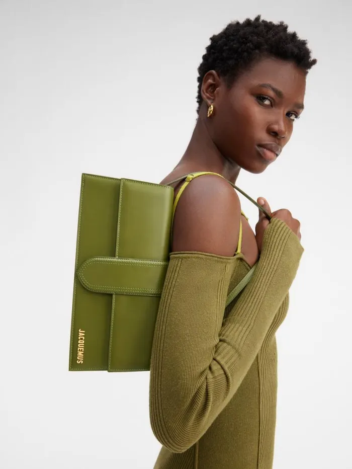 JACQUEMUS The Long Bambino Khaki Women Shoulder Bags JACQUEMUS The Long Bambino Khaki Women Shoulder Bags