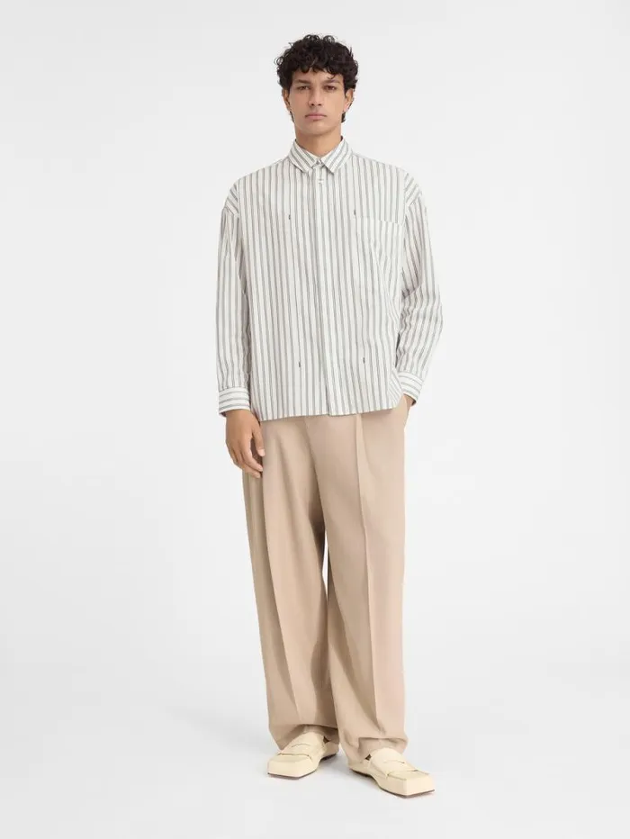 JACQUEMUS The Longsleeve Shirt Print Beige Strip Men Shirts