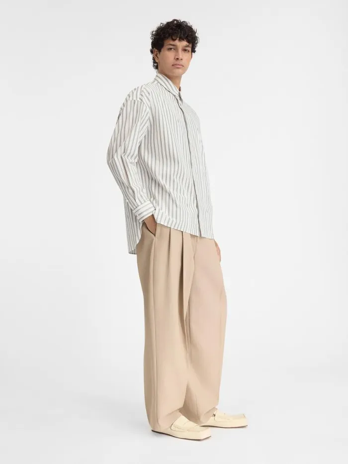 JACQUEMUS The Longsleeve Shirt Print Beige Strip Men Shirts JACQUEMUS The Longsleeve Shirt Print Beige Strip Men Shirts