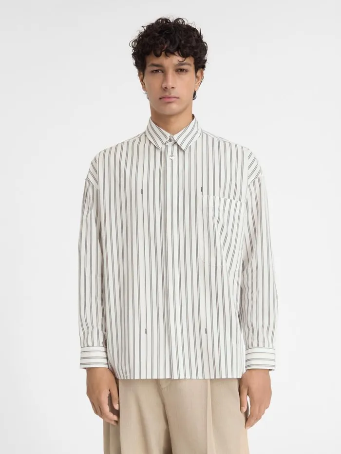 JACQUEMUS The Longsleeve Shirt Print Beige Strip Men Shirts JACQUEMUS The Longsleeve Shirt Print Beige Strip Men Shirts