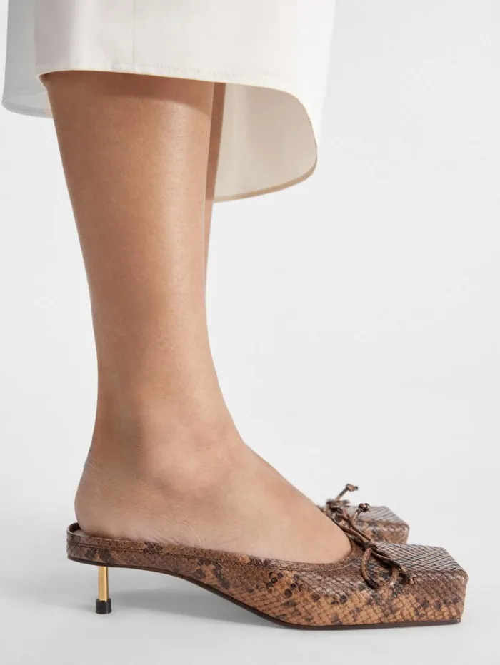 JACQUEMUS The Low Ballet Mules Light Brown Women Shoes JACQUEMUS The Low Ballet Mules Light Brown Women Shoes