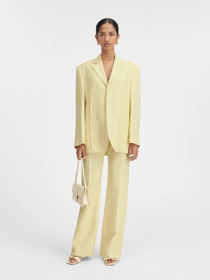 JACQUEMUS The Man039s Jacket Pale Yellow Women Coats and Jackets