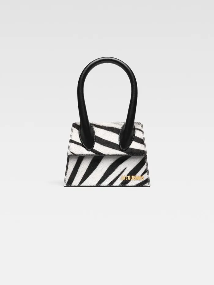 JACQUEMUS The Medium Chiquito Black and White Zebra Women Crossbody and Handbags