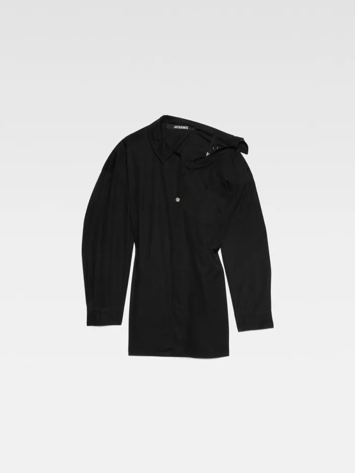 JACQUEMUS The Mini Shirt Dress Black Women Dresses and Skirts JACQUEMUS The Mini Shirt Dress Black Women Dresses and Skirts