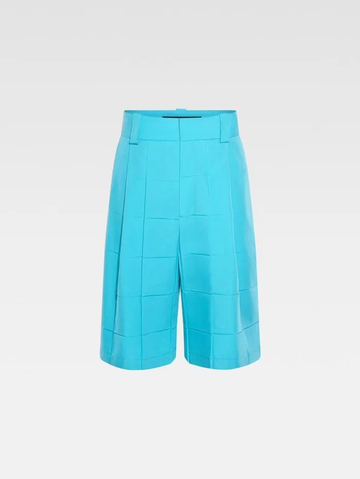 JACQUEMUS The Navega Pleated Shorts Turquoise Men Trousers and Shorts JACQUEMUS The Navega Pleated Shorts Turquoise Men Trousers and Shorts