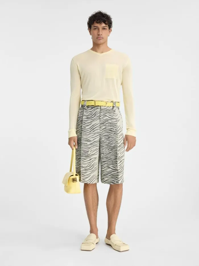 JACQUEMUS The Navega Shorts Jacquard Mottled Zebra Black Men Trousers and Shorts
