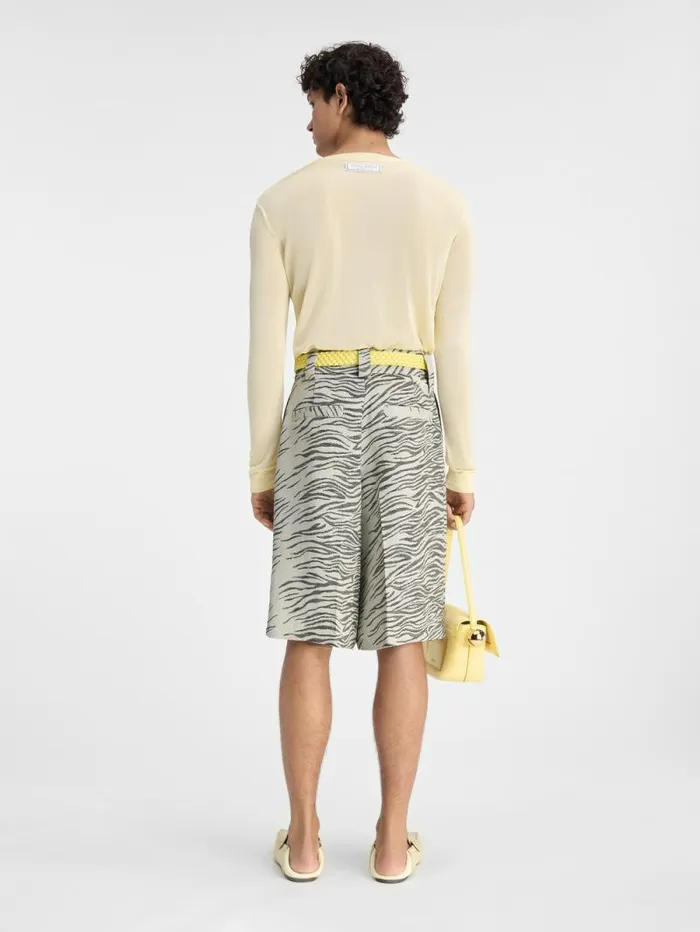 JACQUEMUS The Navega Shorts Jacquard Mottled Zebra Black Men Trousers and Shorts