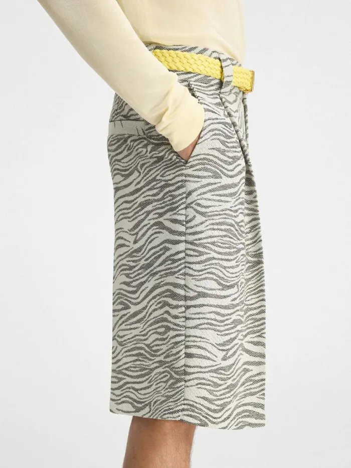JACQUEMUS The Navega Shorts Jacquard Mottled Zebra Black Men Trousers and Shorts