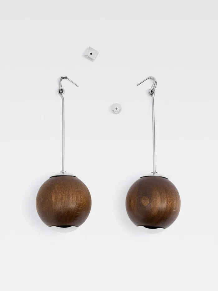 JACQUEMUS The Nodo Large Earrings Silver Brown Women Jewellery JACQUEMUS The Nodo Large Earrings Silver Brown Women Jewellery