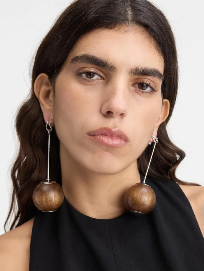 JACQUEMUS The Nodo Large Earrings Silver Brown Women Jewellery JACQUEMUS The Nodo Large Earrings Silver Brown Women Jewellery