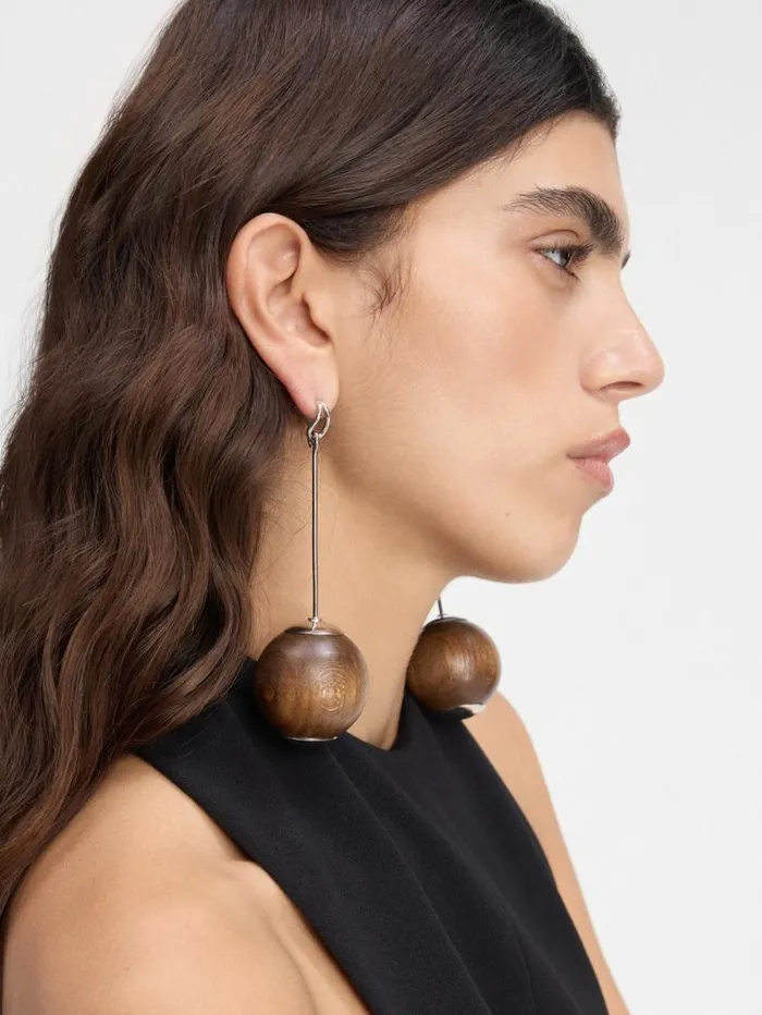 JACQUEMUS The Nodo Large Earrings Silver Brown Women Jewellery JACQUEMUS The Nodo Large Earrings Silver Brown Women Jewellery