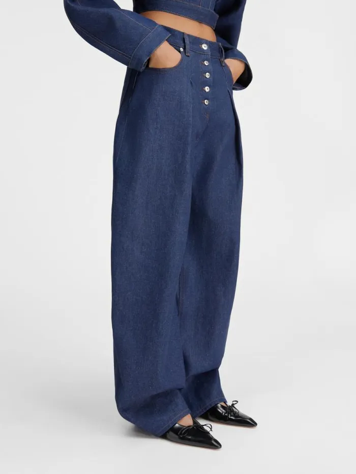 JACQUEMUS The Ovalo DeNmes Denim Pants Navybrown Women Denim JACQUEMUS The Ovalo DeNmes Denim Pants Navybrown Women Denim