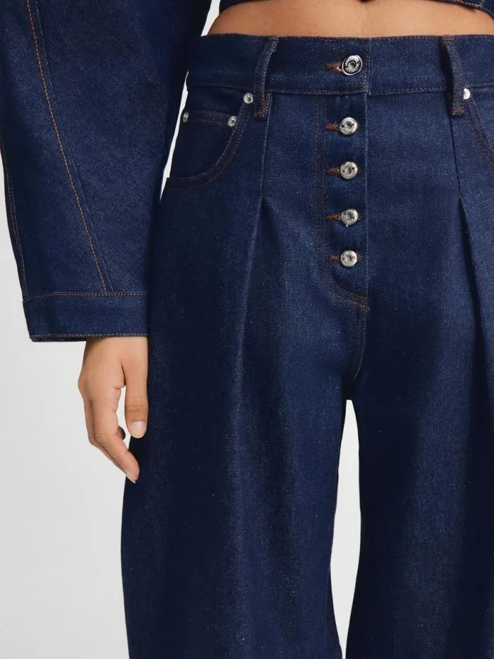 JACQUEMUS The Ovalo DeNmes Denim Pants Navybrown Women Denim JACQUEMUS The Ovalo DeNmes Denim Pants Navybrown Women Denim