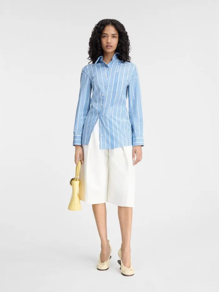 JACQUEMUS The Pablo Shirt Jacquard Bluewhite Women Tops and Shirts