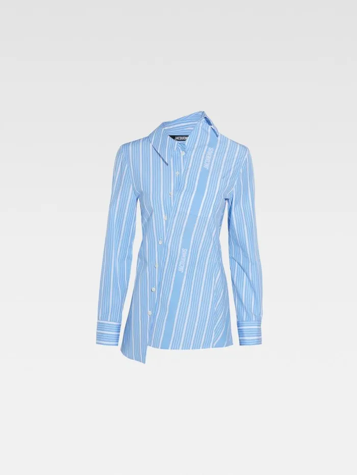 JACQUEMUS The Pablo Shirt Jacquard Bluewhite Women Tops and Shirts JACQUEMUS The Pablo Shirt Jacquard Bluewhite Women Tops and Shirts