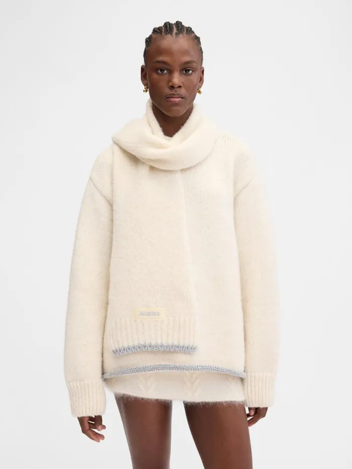 JACQUEMUS The Paoli Scarf Offwhite WomenMen Scarves Beanies and Gloves JACQUEMUS The Paoli Scarf Offwhite WomenMen Scarves Beanies and Gloves