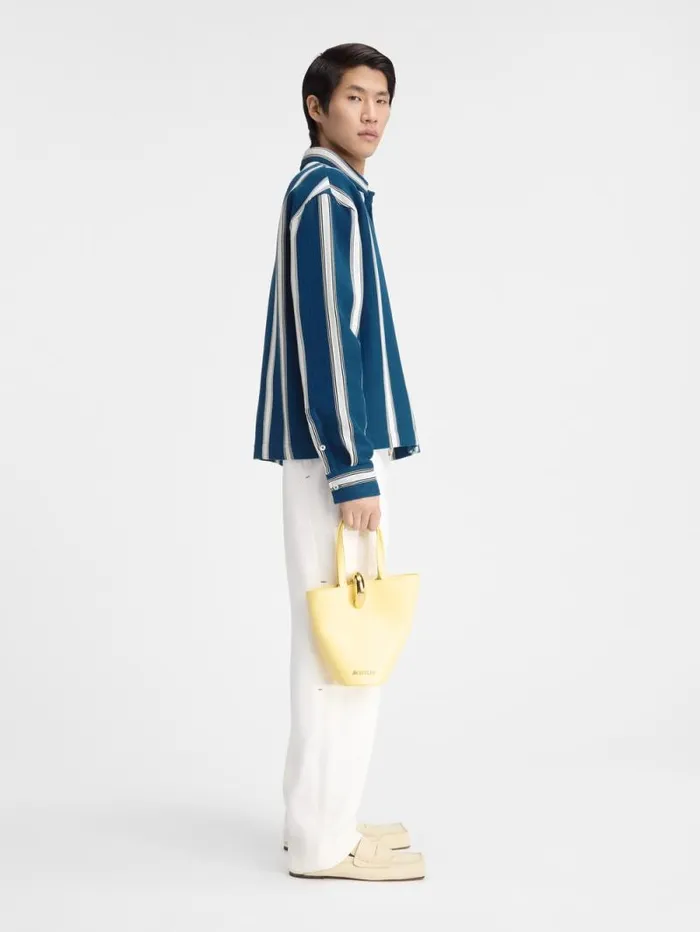 JACQUEMUS The Papier Shirt Jacquard Logo Stripes White Men Shirts