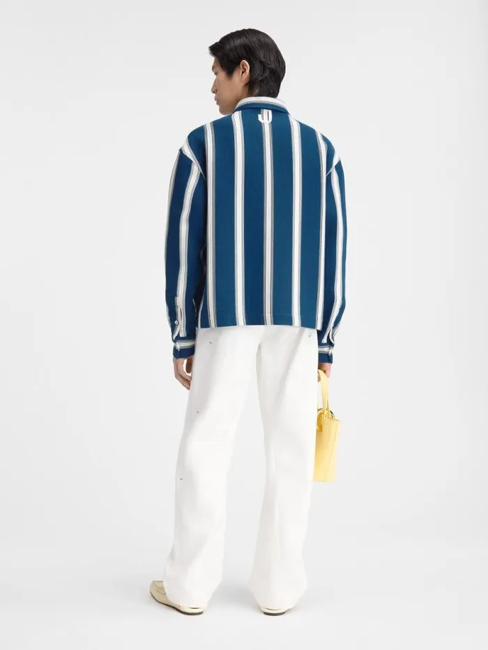 JACQUEMUS The Papier Shirt Jacquard Logo Stripes White Men Shirts