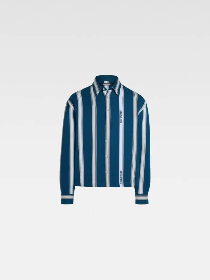 JACQUEMUS The Papier Shirt Jacquard Logo Stripes White Men Shirts