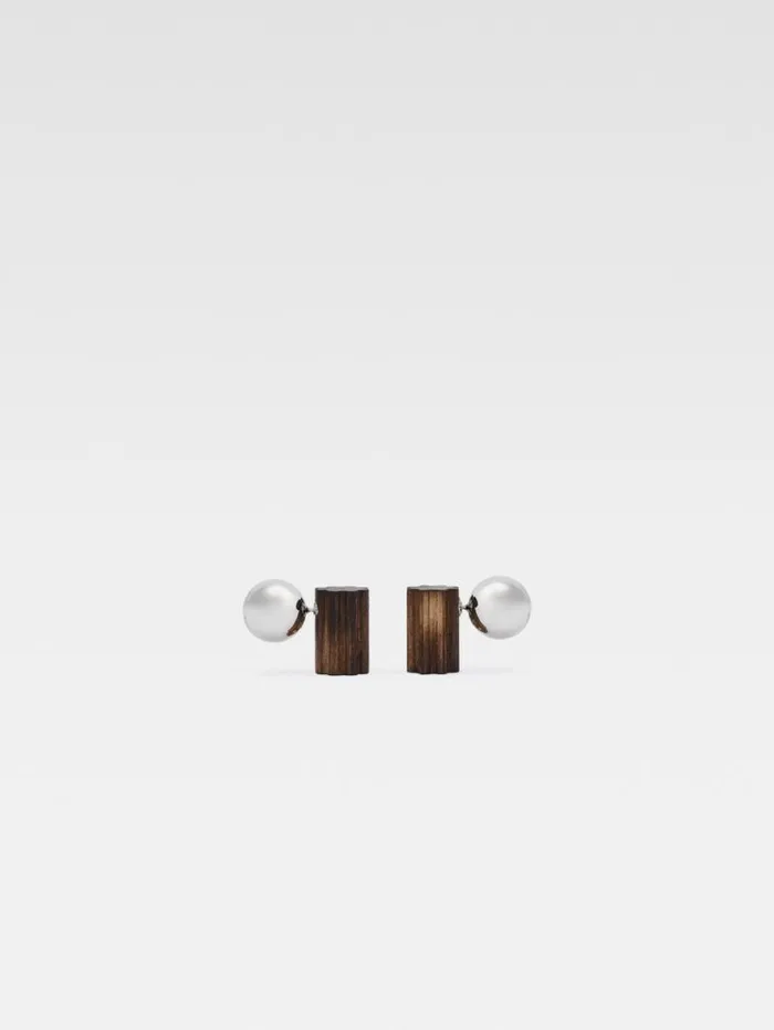 JACQUEMUS The Perlina Earrings Silver Brown Women Jewellery