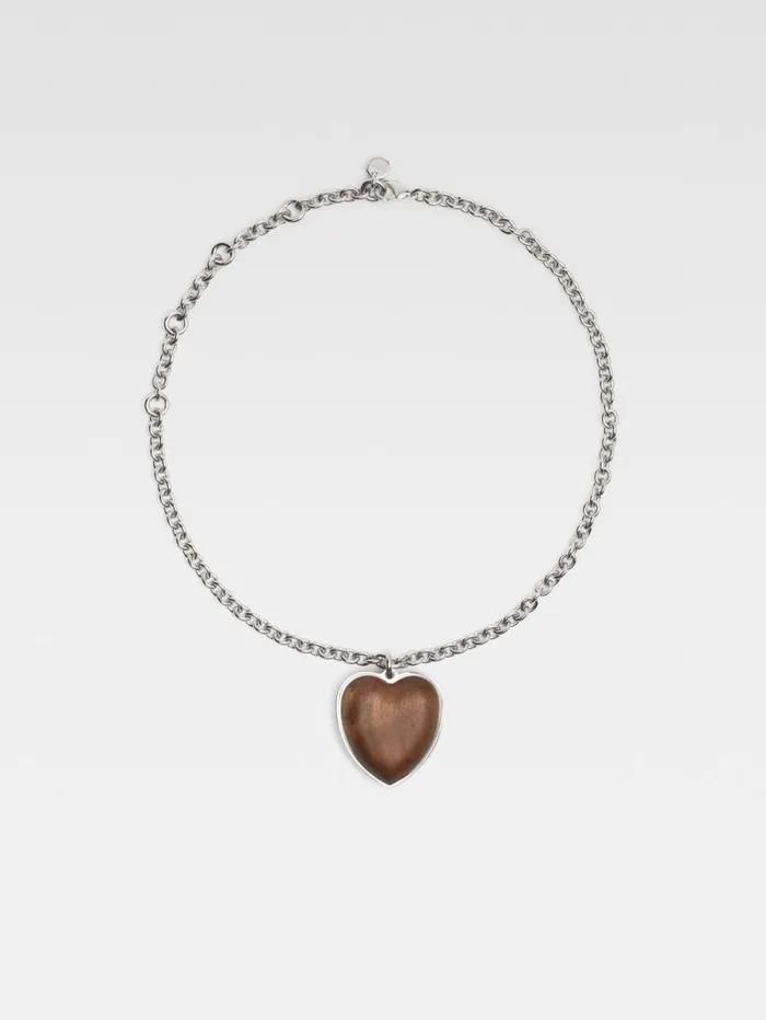 JACQUEMUS The Pietra Necklace Silver Brown Women Jewellery