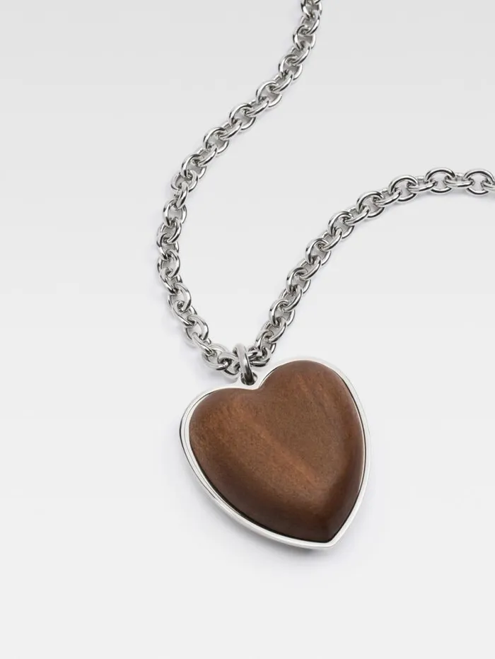 JACQUEMUS The Pietra Necklace Silver Brown Women Jewellery JACQUEMUS The Pietra Necklace Silver Brown Women Jewellery