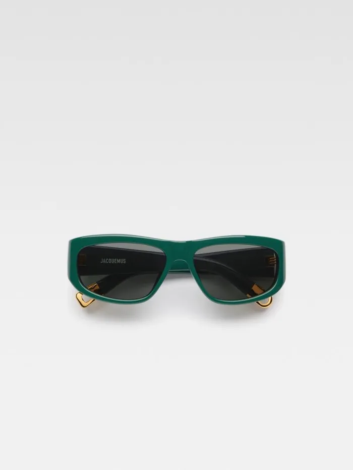 JACQUEMUS The Pilota Sunglasses Dark Green WomenMen Sunglasses