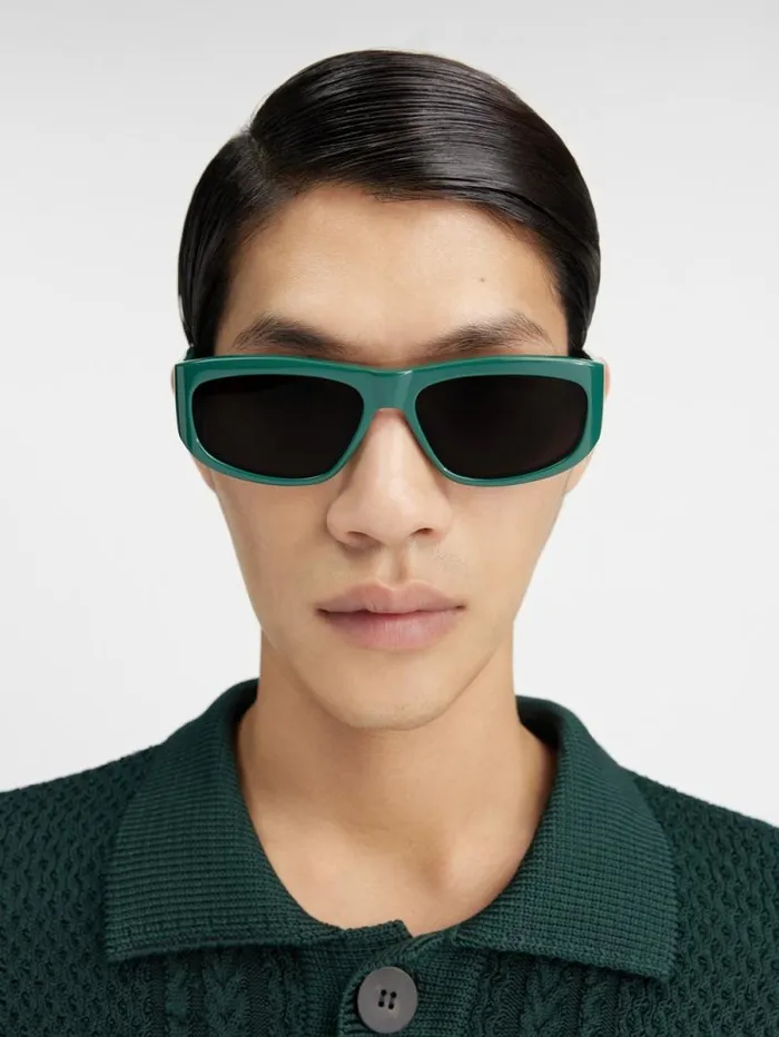 JACQUEMUS The Pilota Sunglasses Dark Green WomenMen Sunglasses