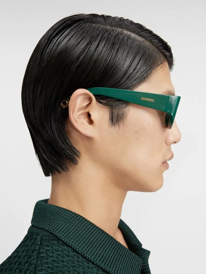 JACQUEMUS The Pilota Sunglasses Dark Green WomenMen Sunglasses