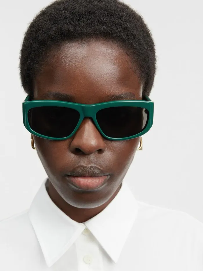 JACQUEMUS The Pilota Sunglasses Dark Green WomenMen Sunglasses