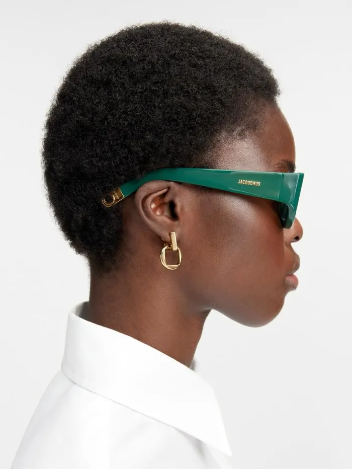JACQUEMUS The Pilota Sunglasses Dark Green WomenMen Sunglasses