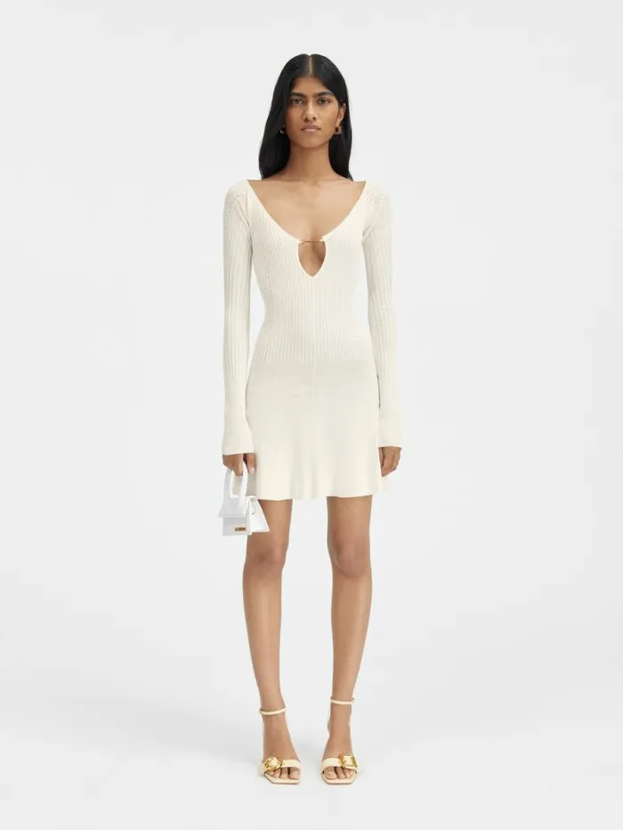JACQUEMUS The Pral Mini Dress Offwhite Women Dresses and Skirts