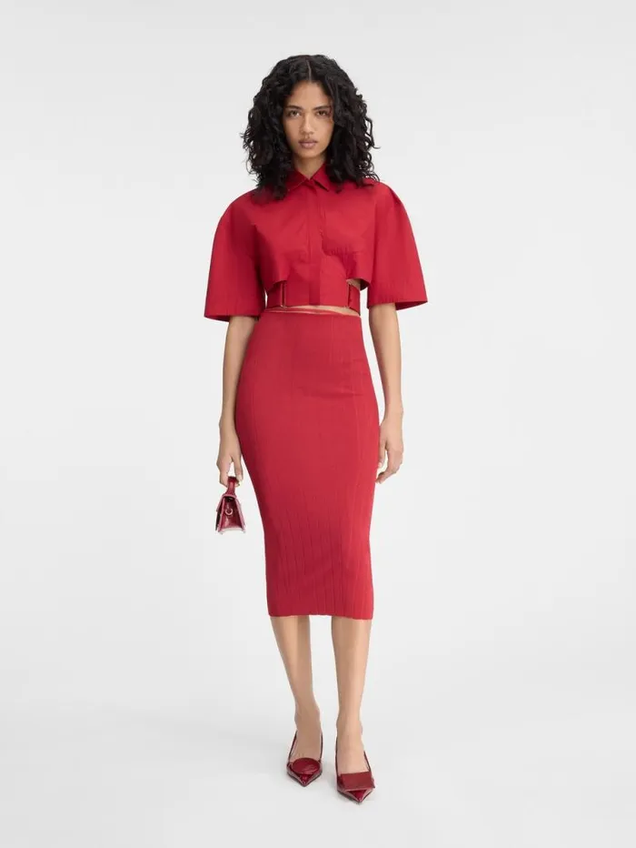 JACQUEMUS The Pral Skirt Dark Red Women Dresses and Skirts