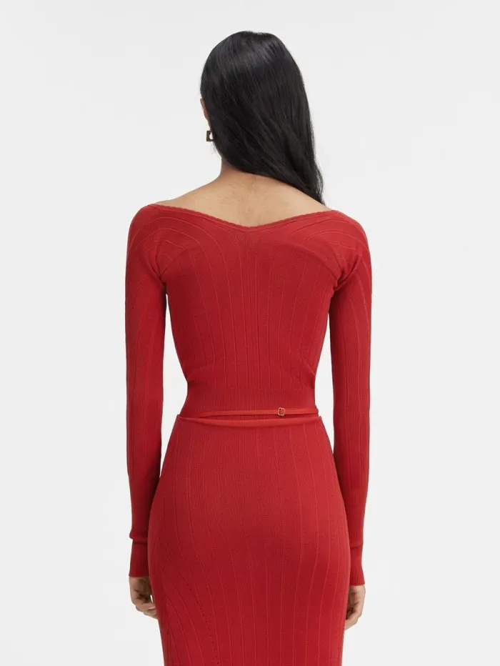 JACQUEMUS The Pral Top Dark Red Women Tops and Shirts JACQUEMUS The Pral Top Dark Red Women Tops and Shirts