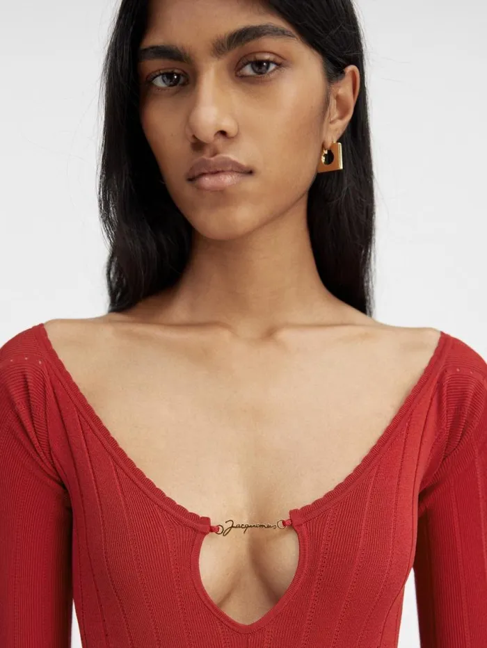 JACQUEMUS The Pral Top Dark Red Women Tops and Shirts JACQUEMUS The Pral Top Dark Red Women Tops and Shirts