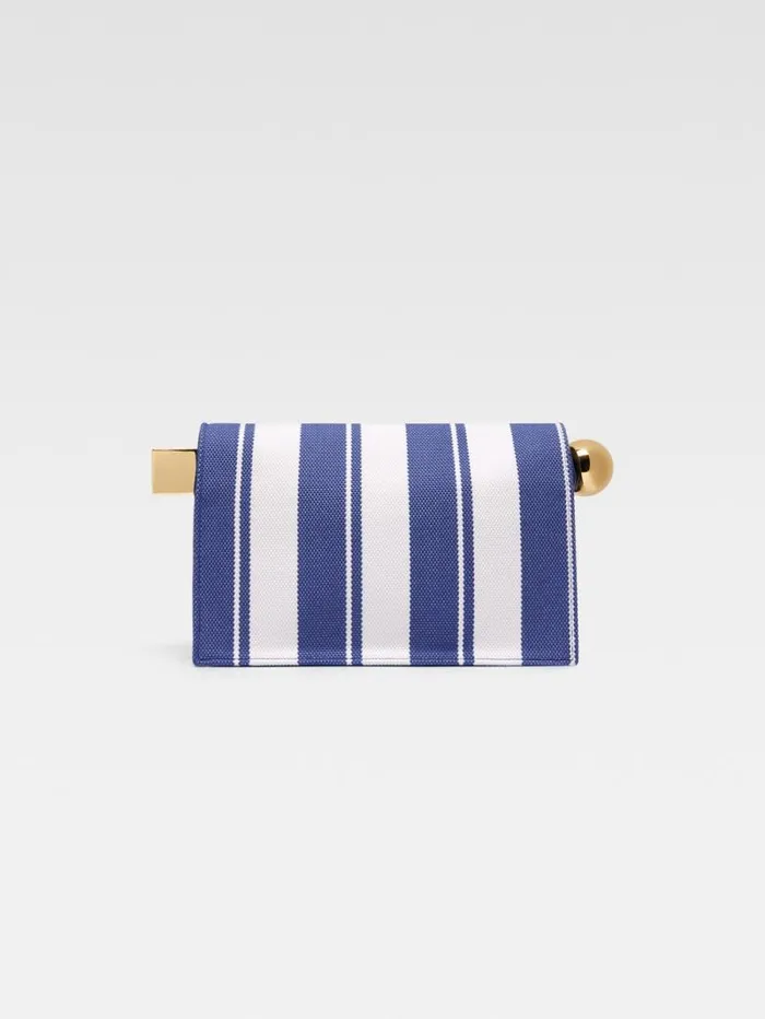 JACQUEMUS The Rond Carr Clutch Print Rayure Blue Women Crossbody and Handbags JACQUEMUS The Rond Carr Clutch Print Rayure Blue Women Crossbody and Handbags