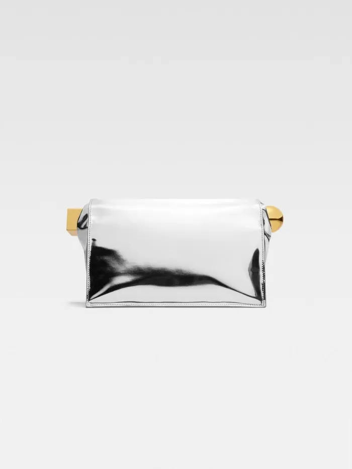 JACQUEMUS The Rond Carr Clutch Silver Women Crossbody and Handbags JACQUEMUS The Rond Carr Clutch Silver Women Crossbody and Handbags
