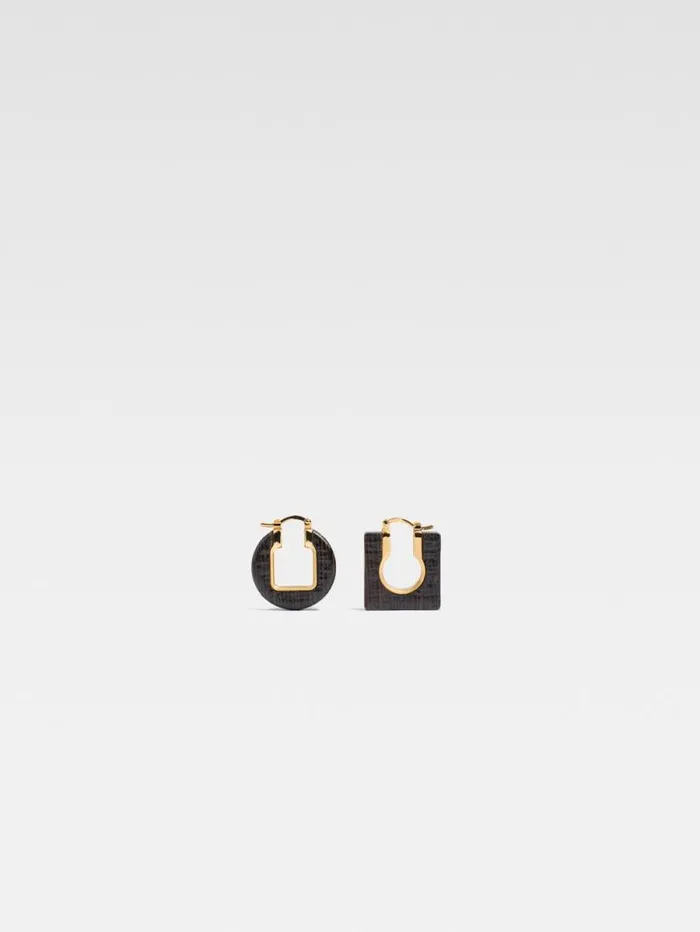 JACQUEMUS The Rond Carr Earrings Gold Brown Women Jewellery