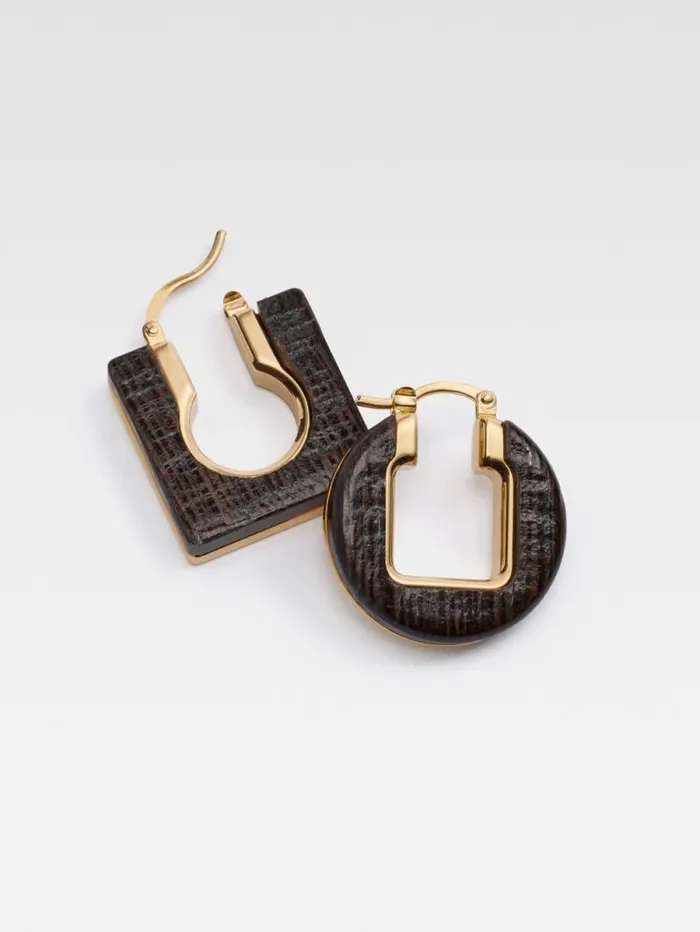 JACQUEMUS The Rond Carr Earrings Gold Brown Women Jewellery JACQUEMUS The Rond Carr Earrings Gold Brown Women Jewellery