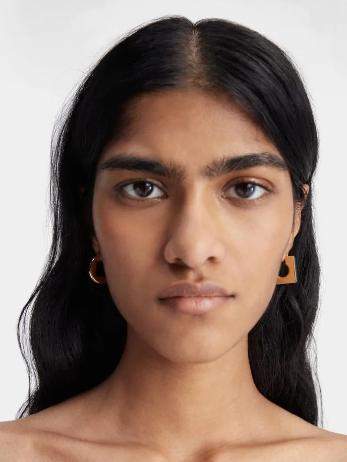 JACQUEMUS The Rond Carr Earrings Gold Brown Women Jewellery JACQUEMUS The Rond Carr Earrings Gold Brown Women Jewellery