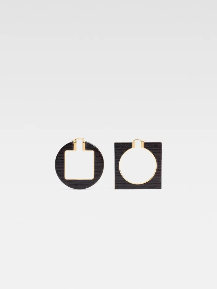 JACQUEMUS The Rond Carr Hoops Earrings Gold Brown Women Jewellery