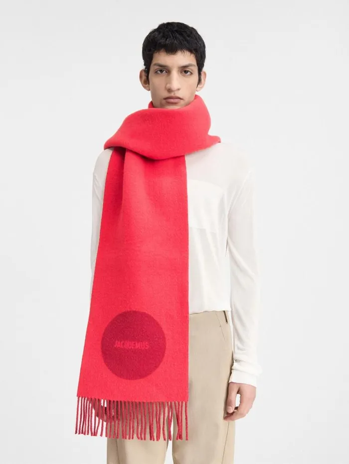 JACQUEMUS The Rond Carr Scarf Multired WomenMen Scarves Beanies and Gloves
